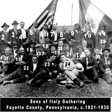 Sons of Italy, Fayette County, Pennsylvania, circa 1922.